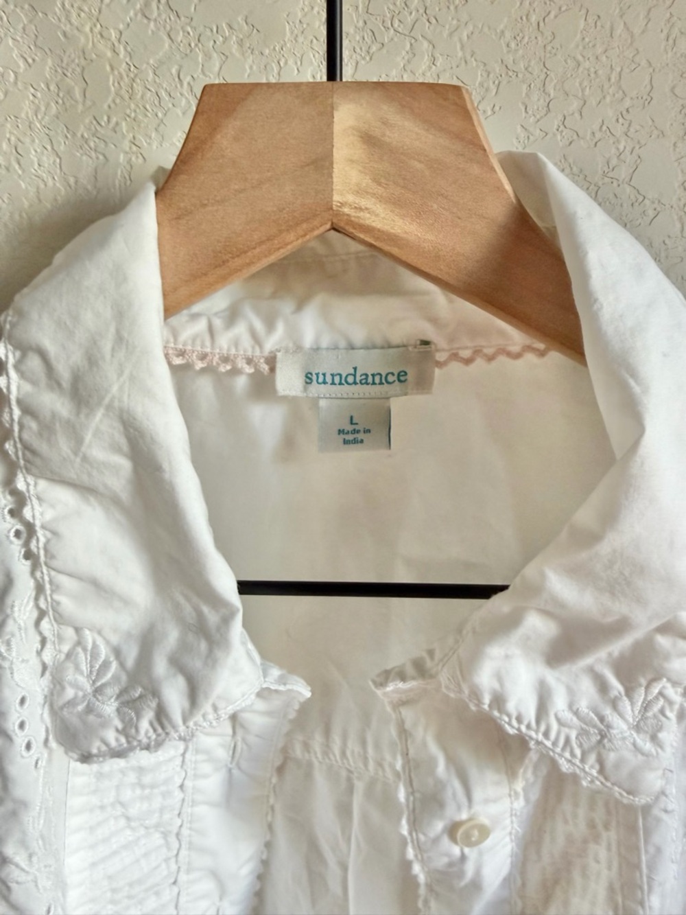 Sundance White Textured Button-Down Blouse - Picture 3 of 3